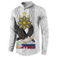 Philippines Eagle Week Button Sweatshirt Polynesian Pattern Barong Style