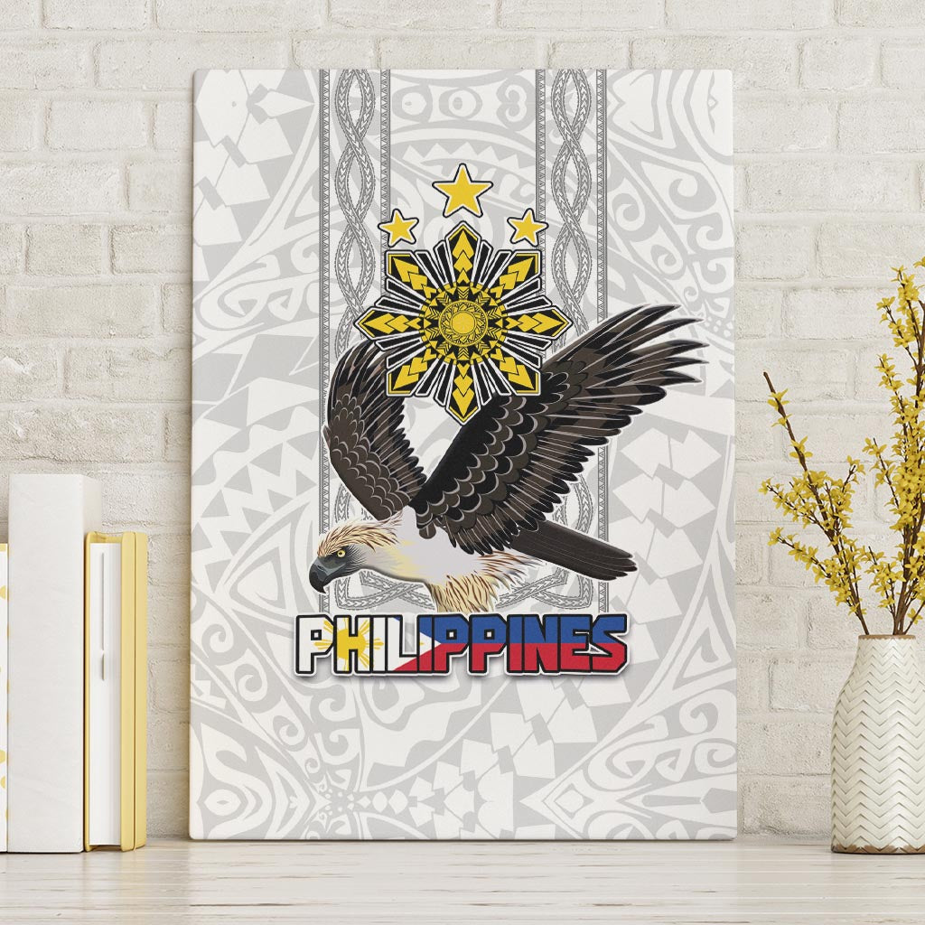 Philippines Eagle Week Canvas Wall Art Polynesian Pattern Barong Style LT03 Without Frame White - Polynesian Pride