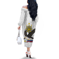 Philippines Eagle Week Family Matching Off The Shoulder Long Sleeve Dress and Hawaiian Shirt Polynesian Pattern Barong Style LT03 - Polynesian Pride