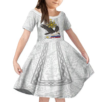 Philippines Eagle Week Family Matching Tank Maxi Dress and Hawaiian Shirt Polynesian Pattern Barong Style LT03 Daughter's Dress White - Polynesian Pride