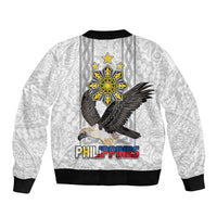 Philippines Eagle Week Sleeve Zip Bomber Jacket Polynesian Pattern Barong Style
