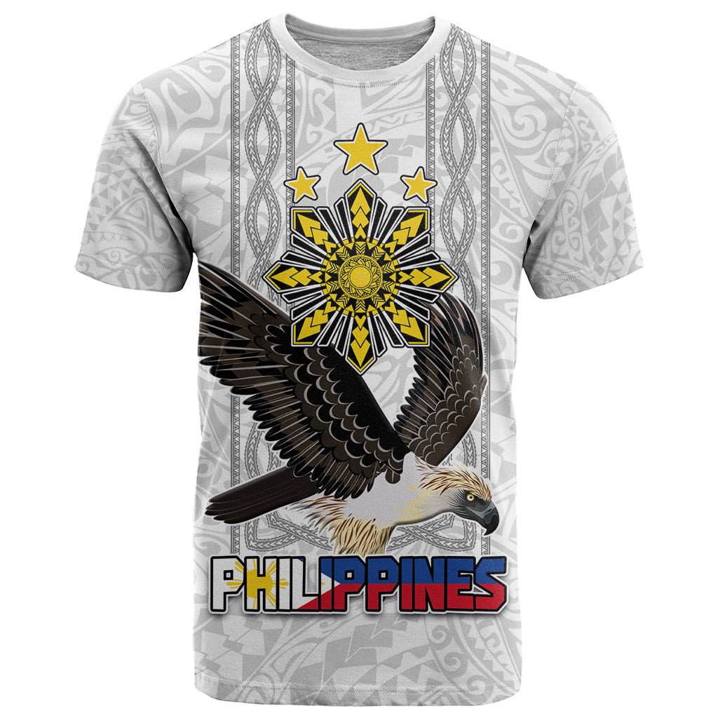 Philippines Eagle Week T Shirt Polynesian Pattern Barong Style LT03 White - Polynesian Pride