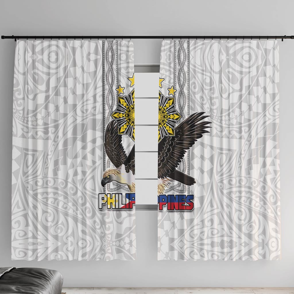 Philippines Eagle Week Window Curtain Polynesian Pattern Barong Style LT03 With Hooks White - Polynesian Pride