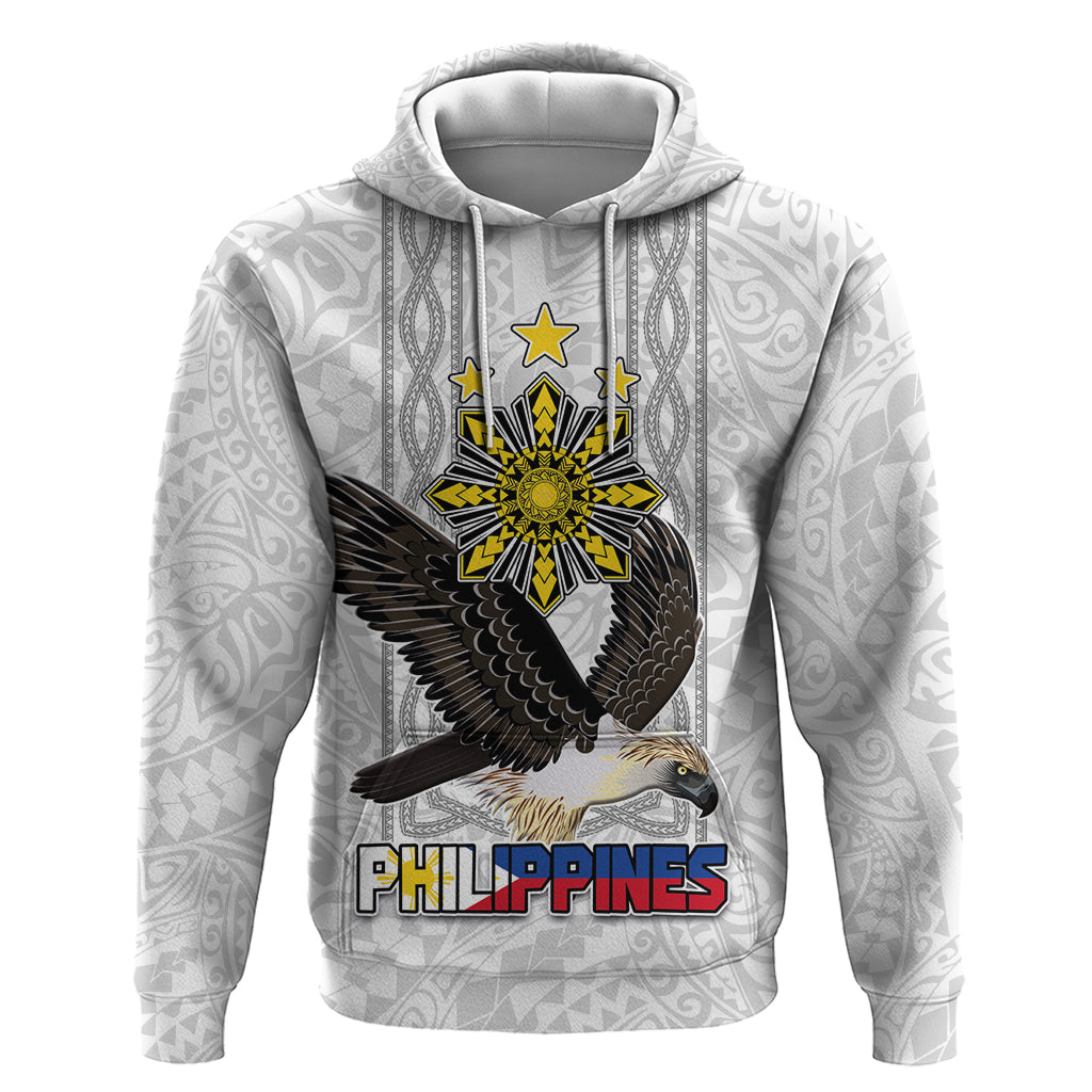 Philippines Eagle Week Zip Hoodie Polynesian Pattern Barong Style LT03 Pullover Hoodie White - Polynesian Pride