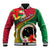 Vanuatu Tribal Boar Tusk Baseball Jacket Tropical Plants with Namele and Melanesian Pattern