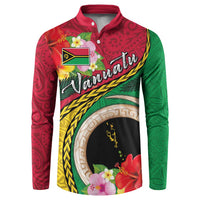 Vanuatu Tribal Boar Tusk Button Sweatshirt Tropical Plants with Namele and Melanesian Pattern