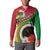 Vanuatu Tribal Boar Tusk Button Sweatshirt Tropical Plants with Namele and Melanesian Pattern