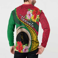 Vanuatu Tribal Boar Tusk Button Sweatshirt Tropical Plants with Namele and Melanesian Pattern