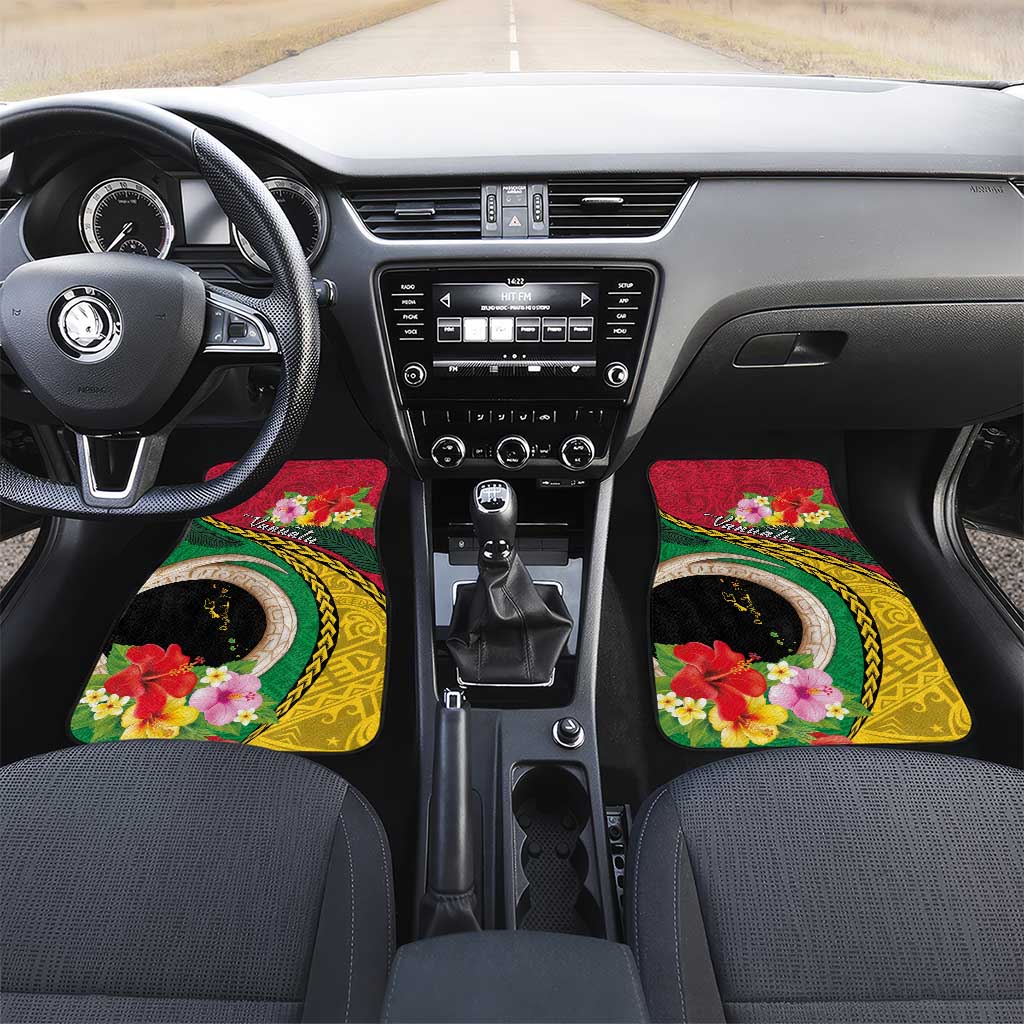 Vanuatu Tribal Boar Tusk Car Mats Tropical Plants with Namele and Melanesian Pattern