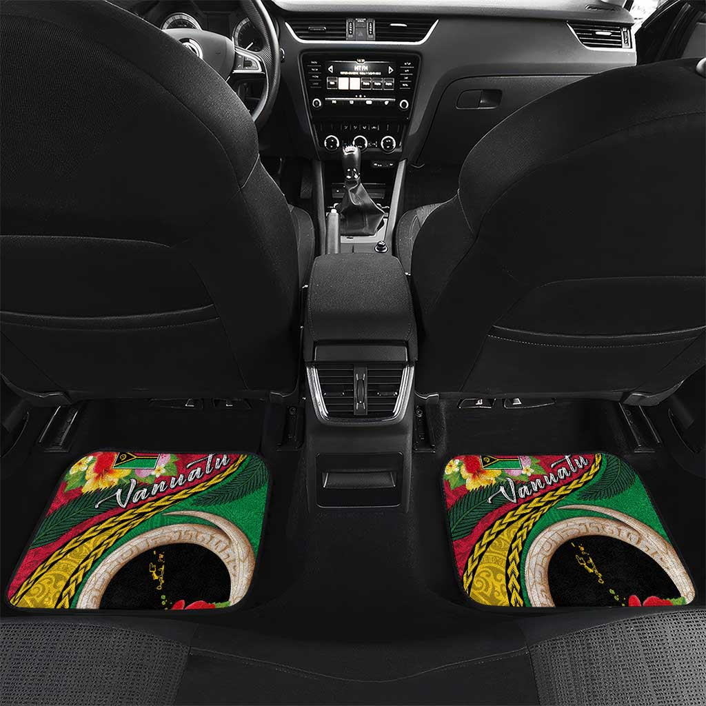 Vanuatu Tribal Boar Tusk Car Mats Tropical Plants with Namele and Melanesian Pattern