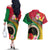 Vanuatu Tribal Boar Tusk Couples Matching Off The Shoulder Long Sleeve Dress and Hawaiian Shirt Tropical Plants with Namele and Melanesian Pattern