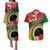 Vanuatu Tribal Boar Tusk Couples Matching Puletasi and Hawaiian Shirt Tropical Plants with Namele and Melanesian Pattern