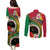Vanuatu Tribal Boar Tusk Couples Matching Puletasi and Long Sleeve Button Shirt Tropical Plants with Namele and Melanesian Pattern