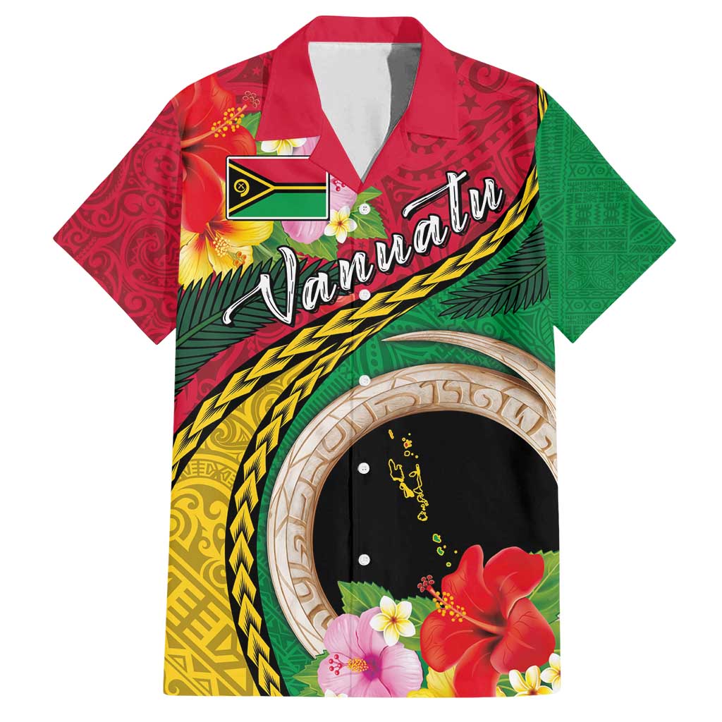 Vanuatu Tribal Boar Tusk Family Matching Long Sleeve Bodycon Dress and Hawaiian Shirt Tropical Plants with Namele and Melanesian Pattern