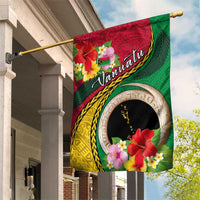 Vanuatu Tribal Boar Tusk Garden Flag Tropical Plants with Namele and Melanesian Pattern