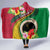 Vanuatu Tribal Boar Tusk Hooded Blanket Tropical Plants with Namele and Melanesian Pattern