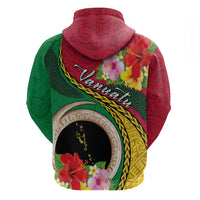 Vanuatu Tribal Boar Tusk Hoodie Tropical Plants with Namele and Melanesian Pattern