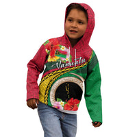 Vanuatu Tribal Boar Tusk Kid Hoodie Tropical Plants with Namele and Melanesian Pattern