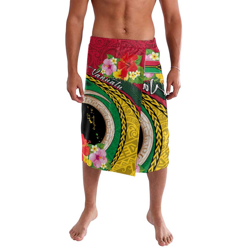 Vanuatu Tribal Boar Tusk Lavalava Tropical Plants with Namele and Melanesian Pattern