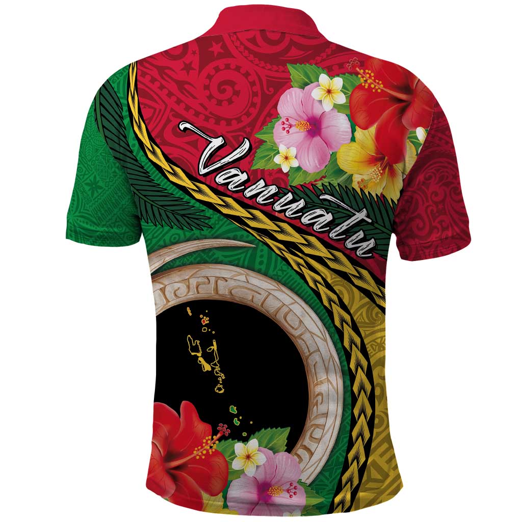 Vanuatu Tribal Boar Tusk Polo Shirt Tropical Plants with Namele and Melanesian Pattern