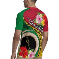 Vanuatu Tribal Boar Tusk Rugby Jersey Tropical Plants with Namele and Melanesian Pattern
