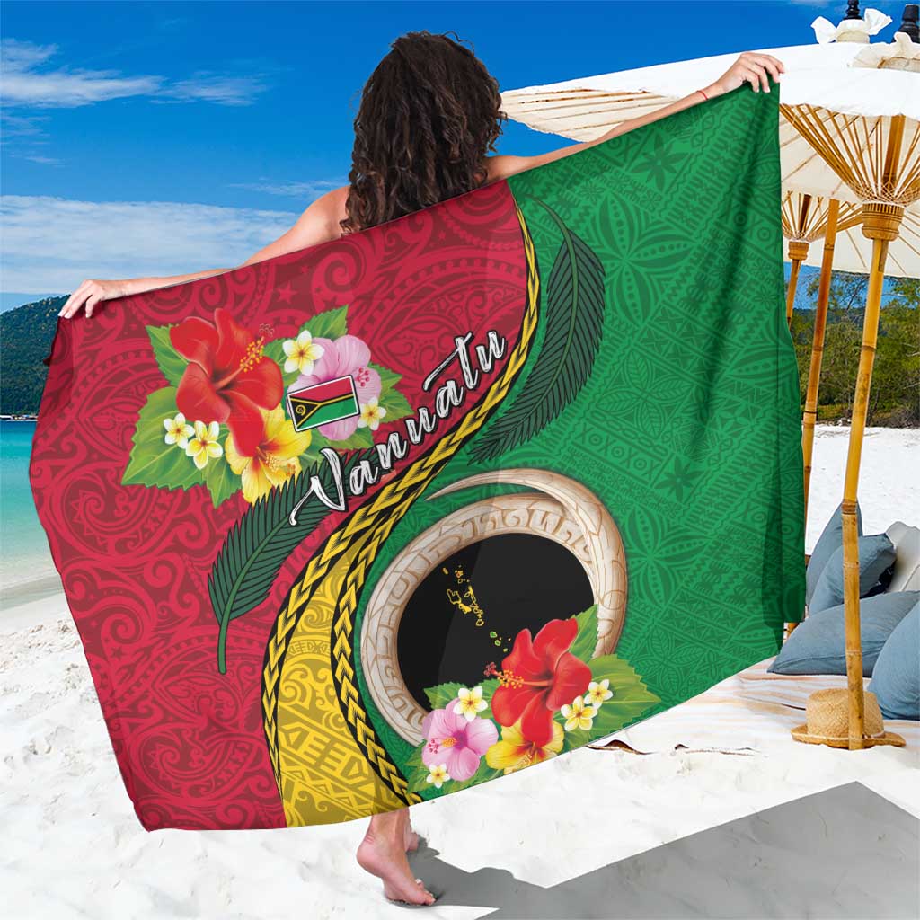 Vanuatu Tribal Boar Tusk Sarong Tropical Plants with Namele and Melanesian Pattern