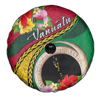 Vanuatu Tribal Boar Tusk Spare Tire Cover Tropical Plants with Namele and Melanesian Pattern
