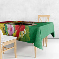 Vanuatu Tribal Boar Tusk Tablecloth Tropical Plants with Namele and Melanesian Pattern