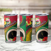 Vanuatu Tribal Boar Tusk Tumbler Cup Tropical Plants with Namele and Melanesian Pattern