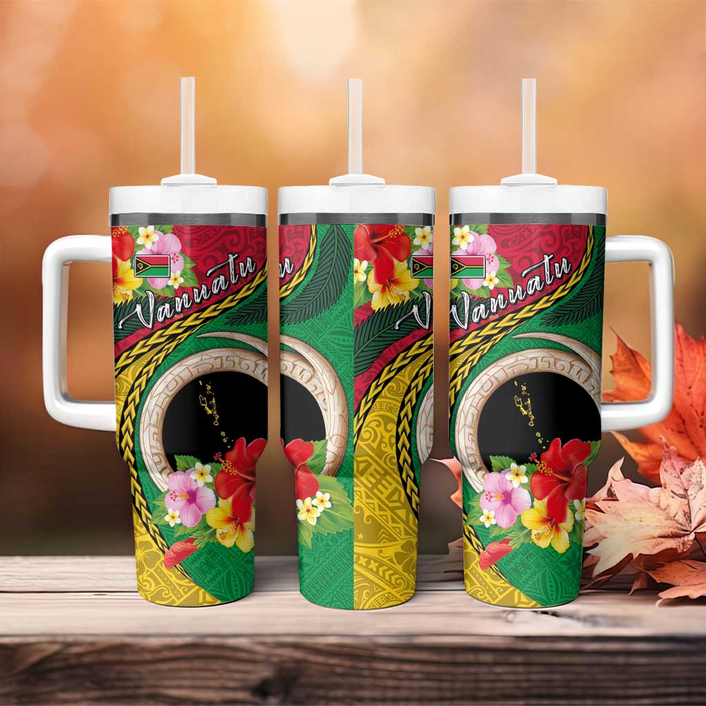 Vanuatu Tribal Boar Tusk Tumbler With Handle Tropical Plants with Namele and Melanesian Pattern