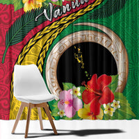 Vanuatu Tribal Boar Tusk Window Curtain Tropical Plants with Namele and Melanesian Pattern