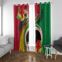 Vanuatu Tribal Boar Tusk Window Curtain Tropical Plants with Namele and Melanesian Pattern