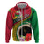 Vanuatu Tribal Boar Tusk Zip Hoodie Tropical Plants with Namele and Melanesian Pattern