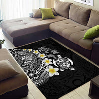 Hawaiian Plumeria Turtles Area Rug Polynesian Art Tattoo