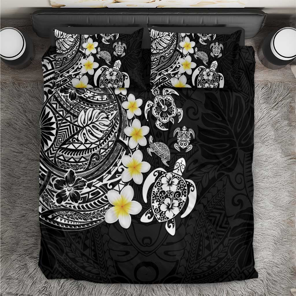 Hawaiian Plumeria Turtles Bedding Set Polynesian Art Tattoo