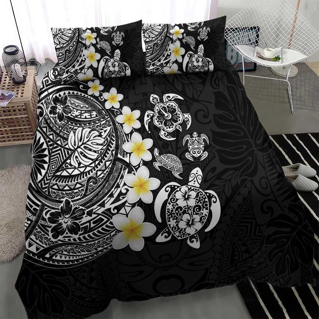 Hawaiian Plumeria Turtles Bedding Set Polynesian Art Tattoo