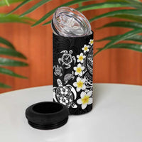 Hawaiian Plumeria Turtles 4 in 1 Can Cooler Tumbler Polynesian Art Tattoo