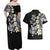 Hawaiian Plumeria Turtles Couples Matching Off Shoulder Maxi Dress and Hawaiian Shirt Polynesian Art Tattoo