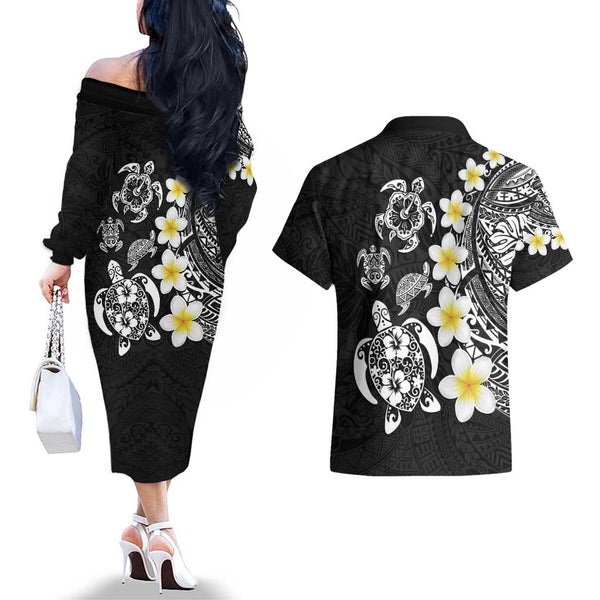 Personalised Sanma Day Couples Matching Off The Shoulder Long Sleeve Dress and Hawaiian Shirt Proud To Be A Ni-Van Beauty Pacific Flower LT03 main image 1