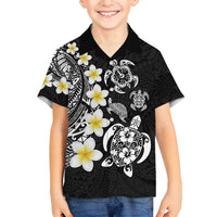 Hawaiian Plumeria Turtles Family Matching Long Sleeve Bodycon Dress and Hawaiian Shirt Polynesian Art Tattoo LT03 Son's Shirt Black - Polynesian Pride