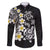 Hawaiian Plumeria Turtles Family Matching Off The Shoulder Long Sleeve Dress and Hawaiian Shirt Polynesian Art Tattoo