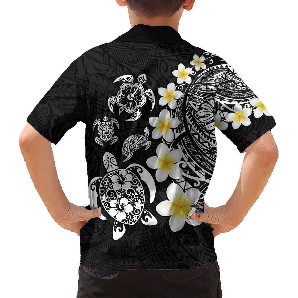 Hawaiian Plumeria Turtles Family Matching Off Shoulder Short Dress and Hawaiian Shirt Polynesian Art Tattoo LT03 - Polynesian Pride