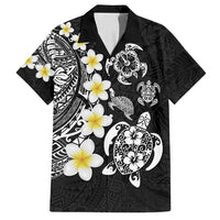 Hawaiian Plumeria Turtles Family Matching Off Shoulder Short Dress and Hawaiian Shirt Polynesian Art Tattoo LT03 Dad's Shirt - Short Sleeve Black - Polynesian Pride