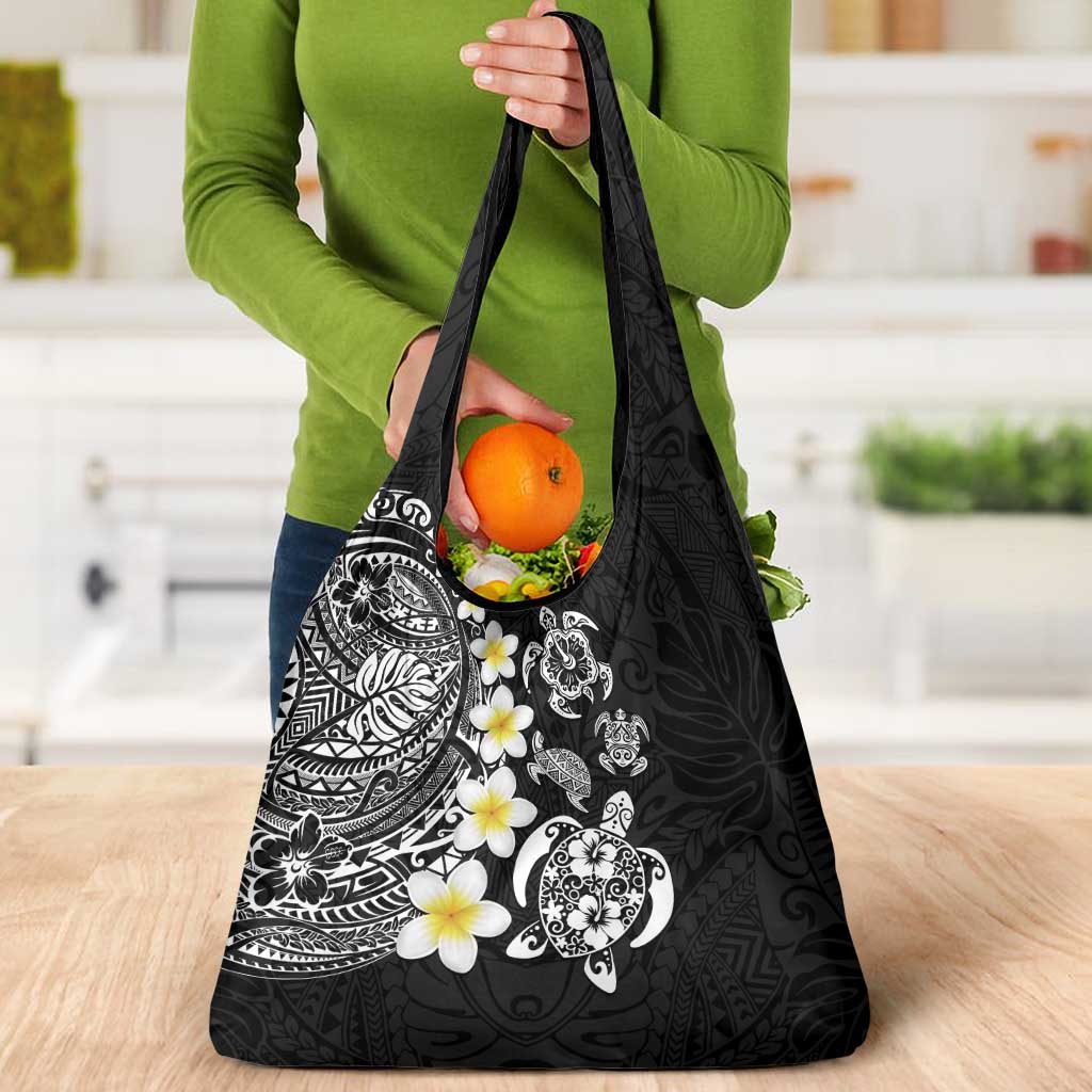 Hawaiian Plumeria Turtles Grocery Bag Polynesian Art Tattoo