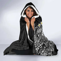 Hawaiian Plumeria Turtles Hooded Blanket Polynesian Art Tattoo