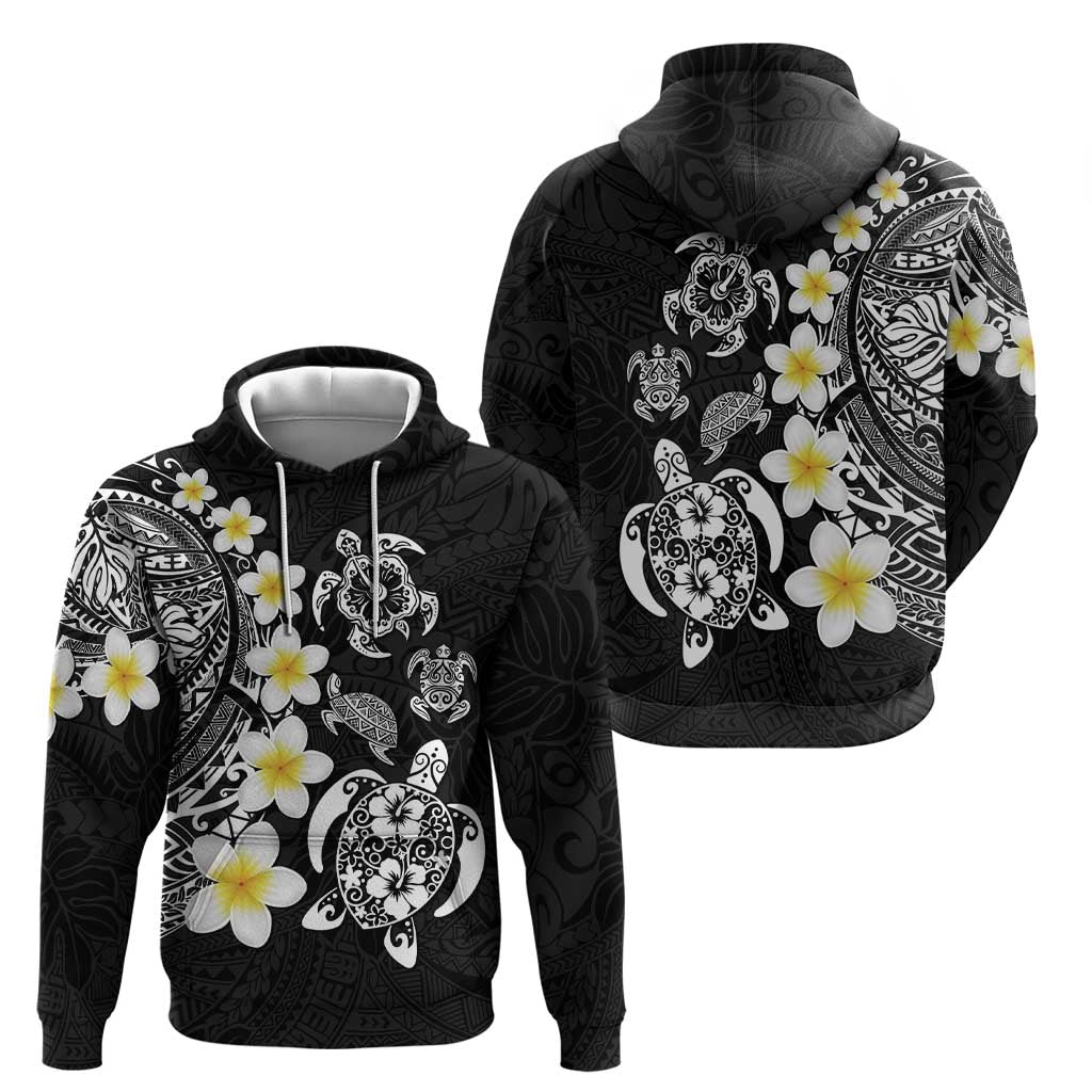 Hawaiian Plumeria Turtles Hoodie Polynesian Art Tattoo