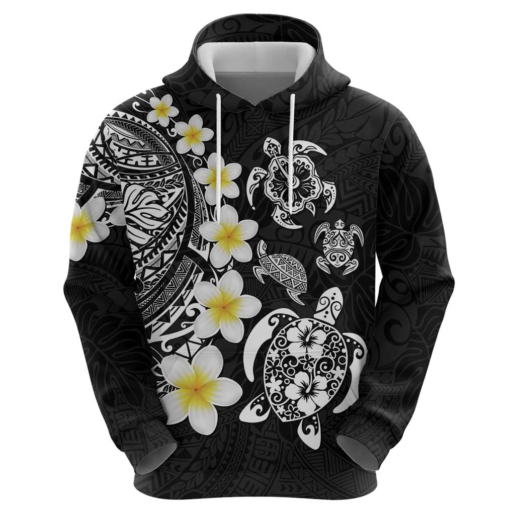 Hawaiian Plumeria Turtles Hoodie Polynesian Art Tattoo