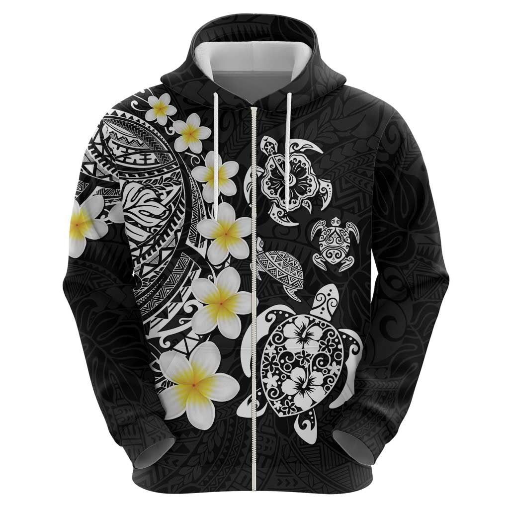 Hawaiian Plumeria Turtles Hoodie Polynesian Art Tattoo