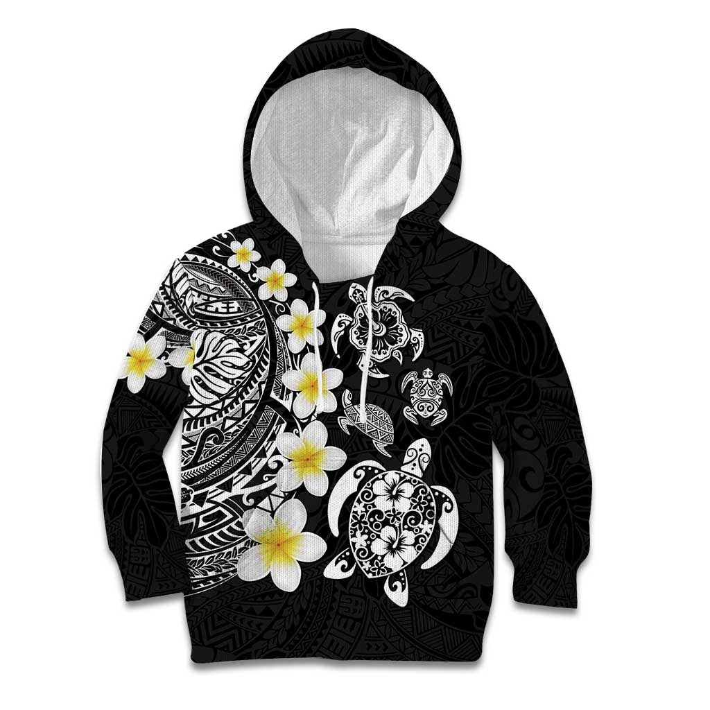Hawaiian Plumeria Turtles Kid Hoodie Polynesian Art Tattoo
