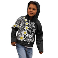 Hawaiian Plumeria Turtles Kid Hoodie Polynesian Art Tattoo